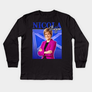 Nicola Sturgeon Retro Kids Long Sleeve T-Shirt